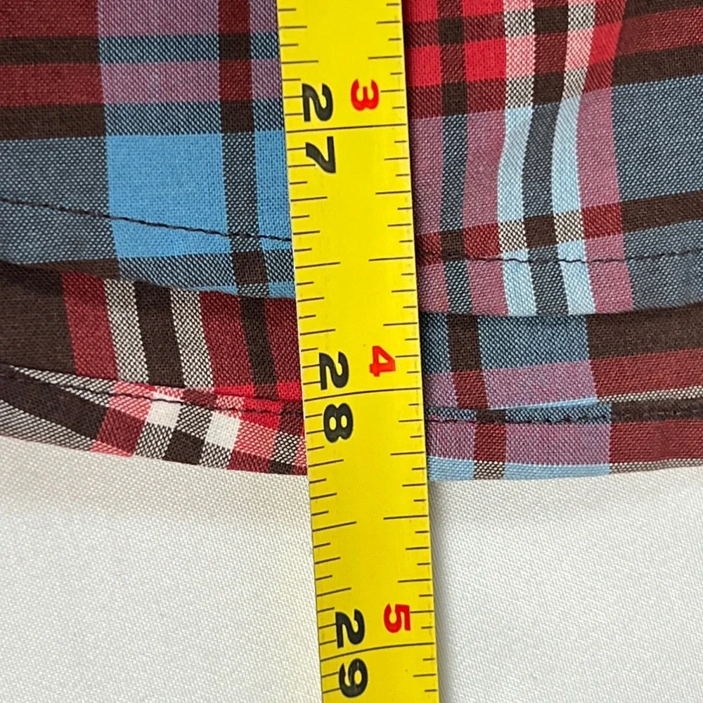 Patagonia Button Down Mens M Blue Red Plaid Short Sleeve Organic Cotton Shirt - Picture 6 of 8
